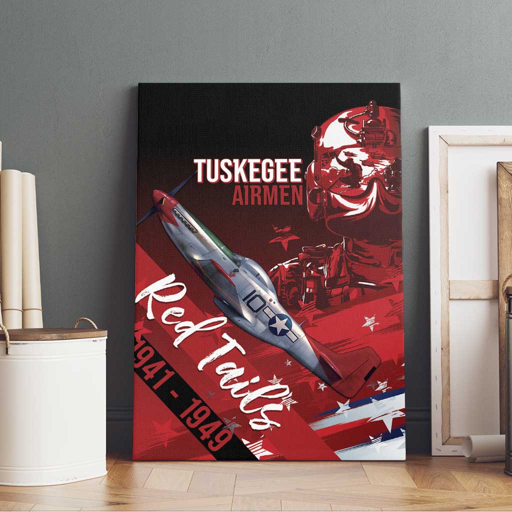 Tuskegee Airmen Red Tails Canvas Wall Art Straighten Up and Fly Right - Black Red - African Pride