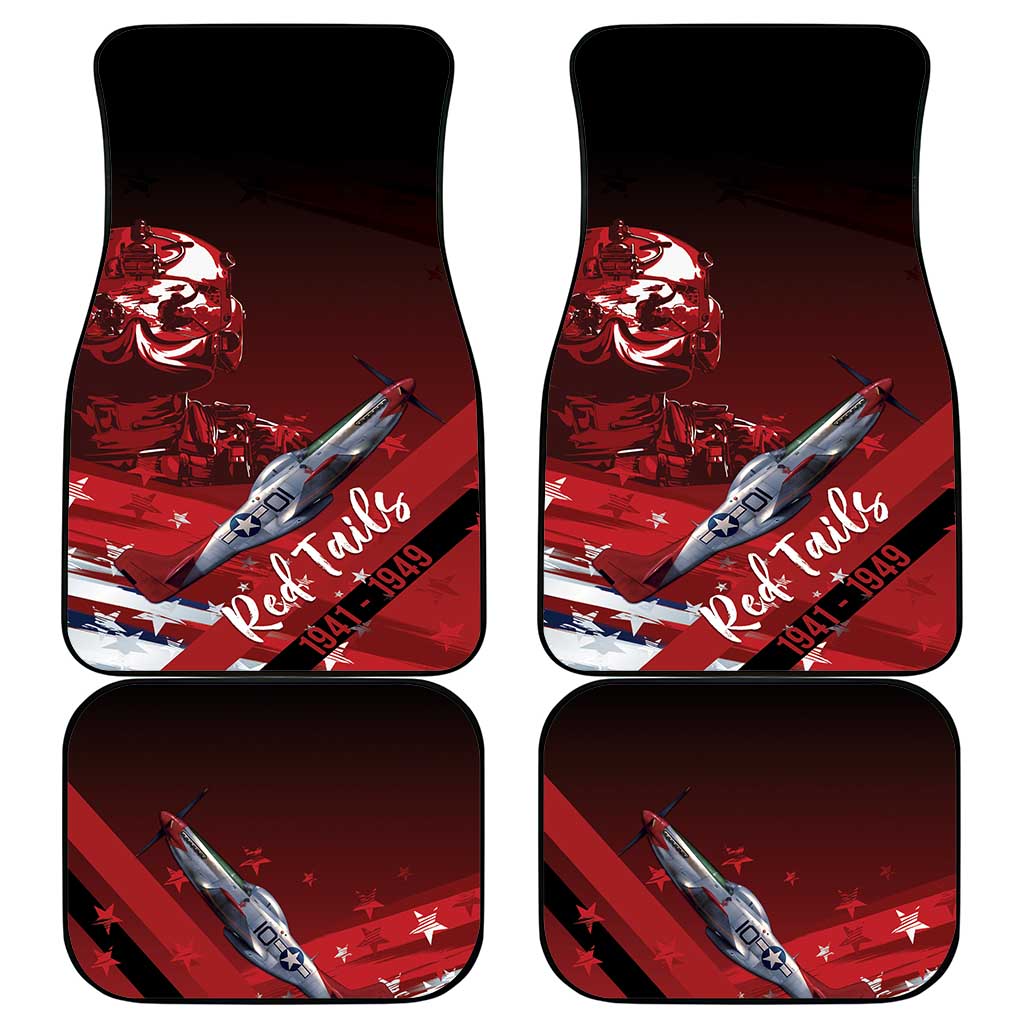 Tuskegee Airmen Red Tails Car Mats Straighten Up and Fly Right - Black Red - African Pride
