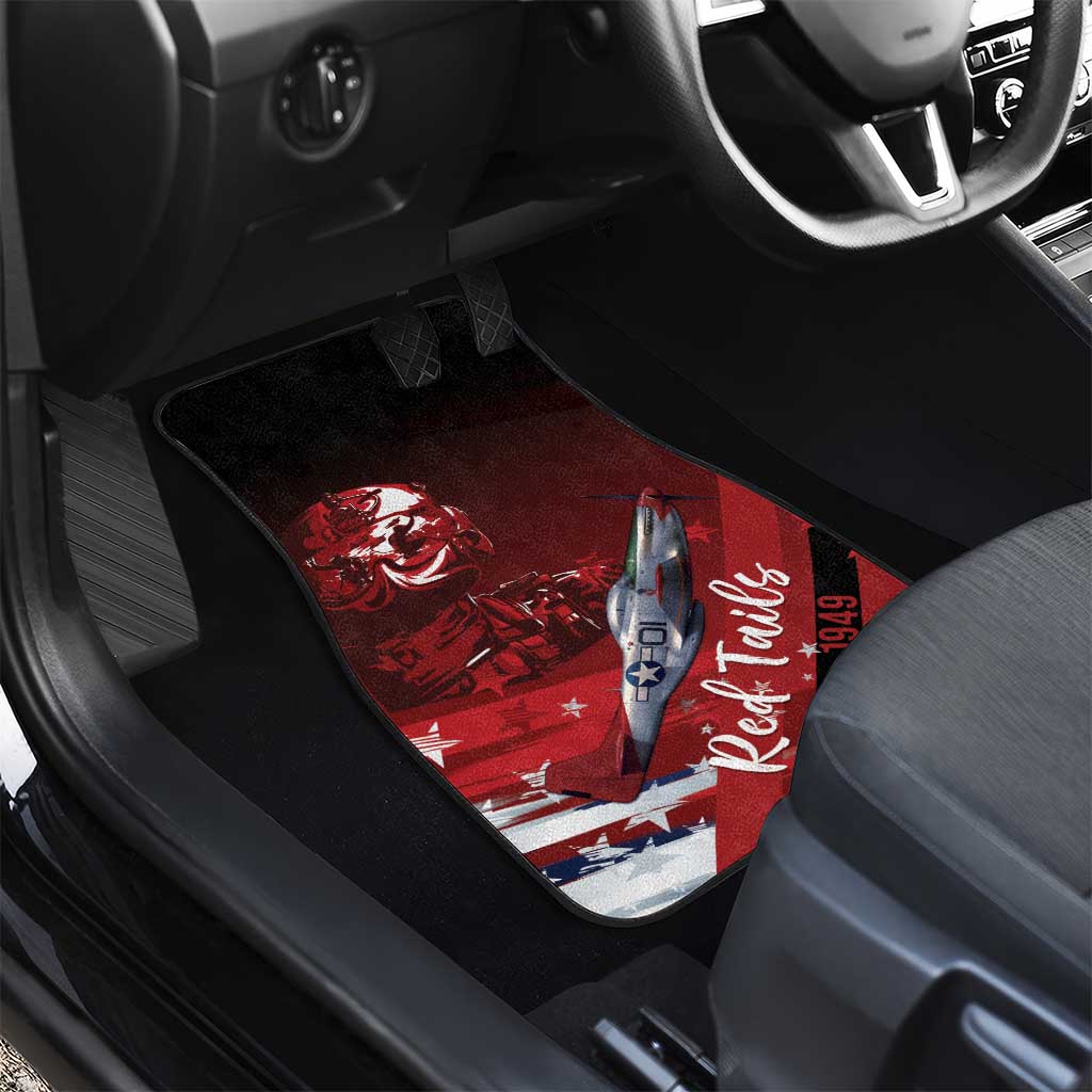 Tuskegee Airmen Red Tails Car Mats Straighten Up and Fly Right - Black Red - African Pride