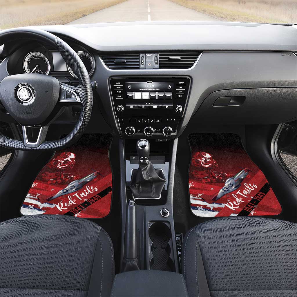 Tuskegee Airmen Red Tails Car Mats Straighten Up and Fly Right - Black Red - African Pride