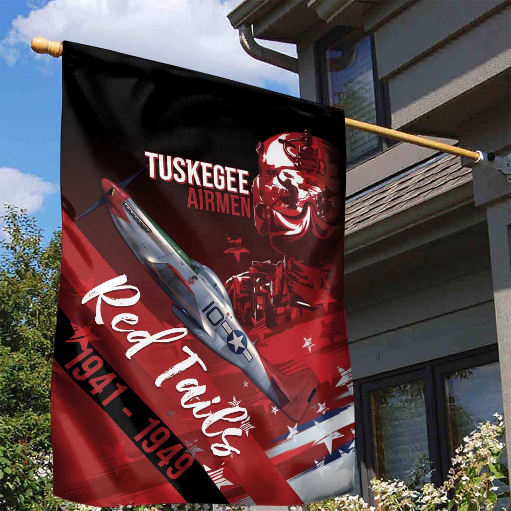 Tuskegee Airmen Red Tails Garden Flag Straighten Up and Fly Right - Black Red - African Pride