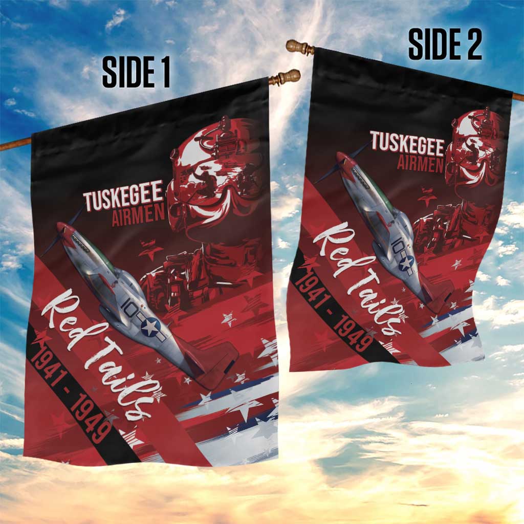 Tuskegee Airmen Red Tails Garden Flag Straighten Up and Fly Right - Black Red - African Pride