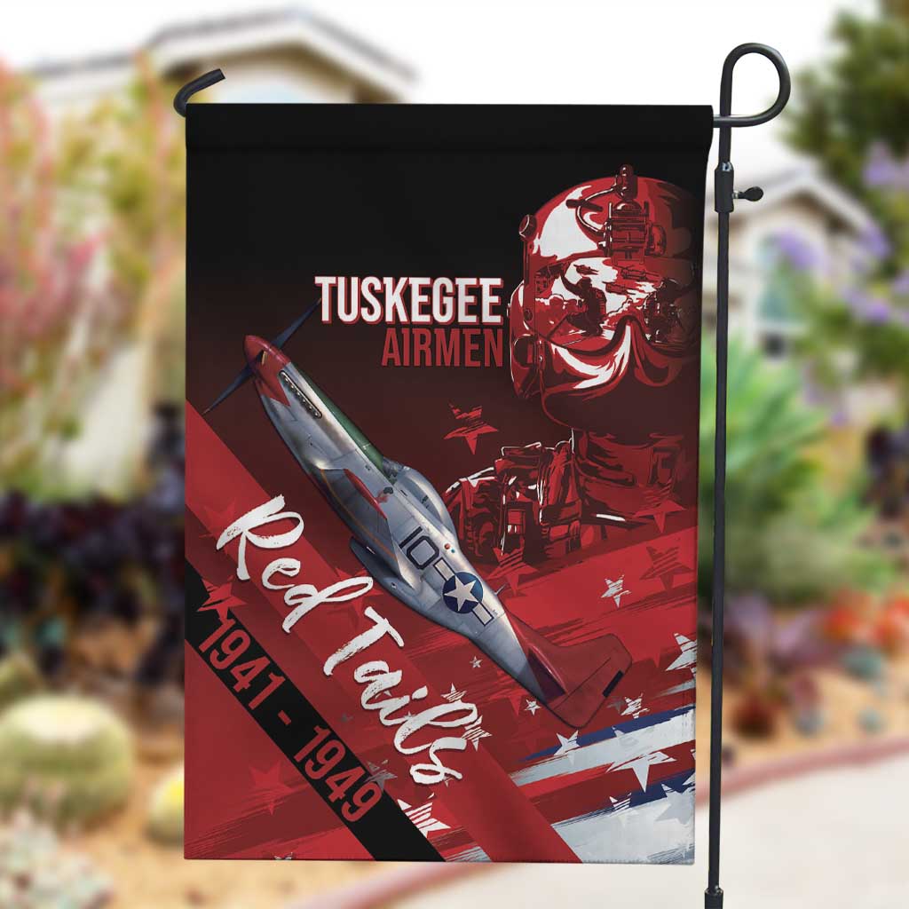 Tuskegee Airmen Red Tails Garden Flag Straighten Up and Fly Right - Black Red - African Pride