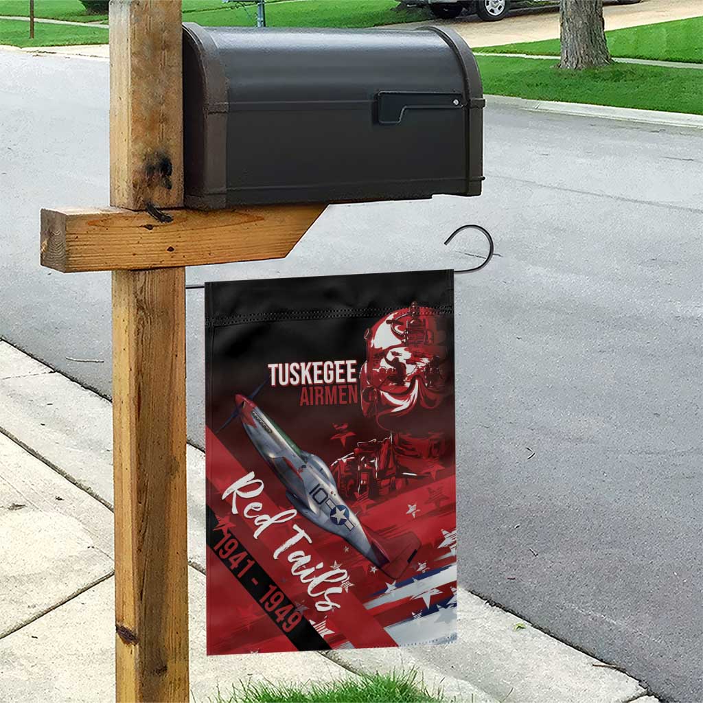 Tuskegee Airmen Red Tails Garden Flag Straighten Up and Fly Right - Black Red - African Pride