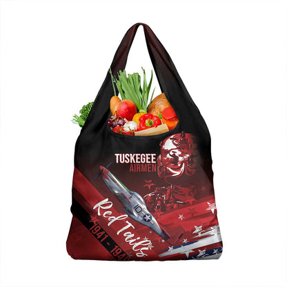 Tuskegee Airmen Red Tails Grocery Bag Straighten Up and Fly Right - Black Red - African Pride