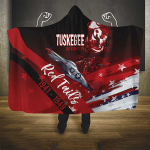 Tuskegee Airmen Red Tails Hooded Blanket Straighten Up and Fly Right - Black Red - African Pride