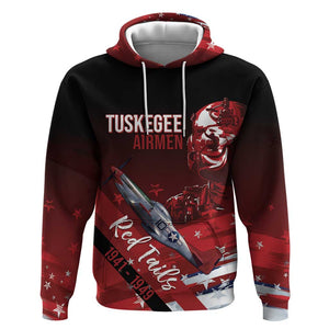 Tuskegee Airmen Red Tails Hoodie Straighten Up and Fly Right - Black Red - African Pride