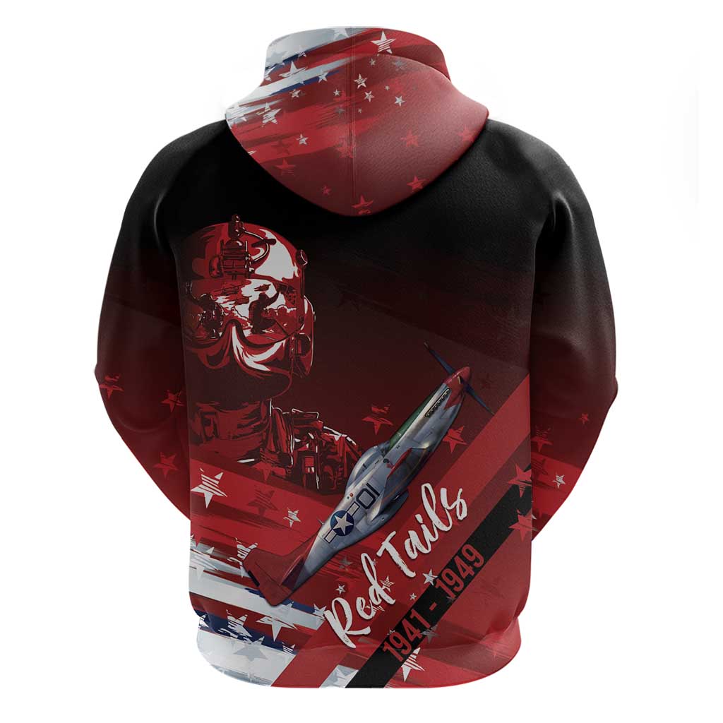 Tuskegee Airmen Red Tails Hoodie Straighten Up and Fly Right - Black Red - African Pride