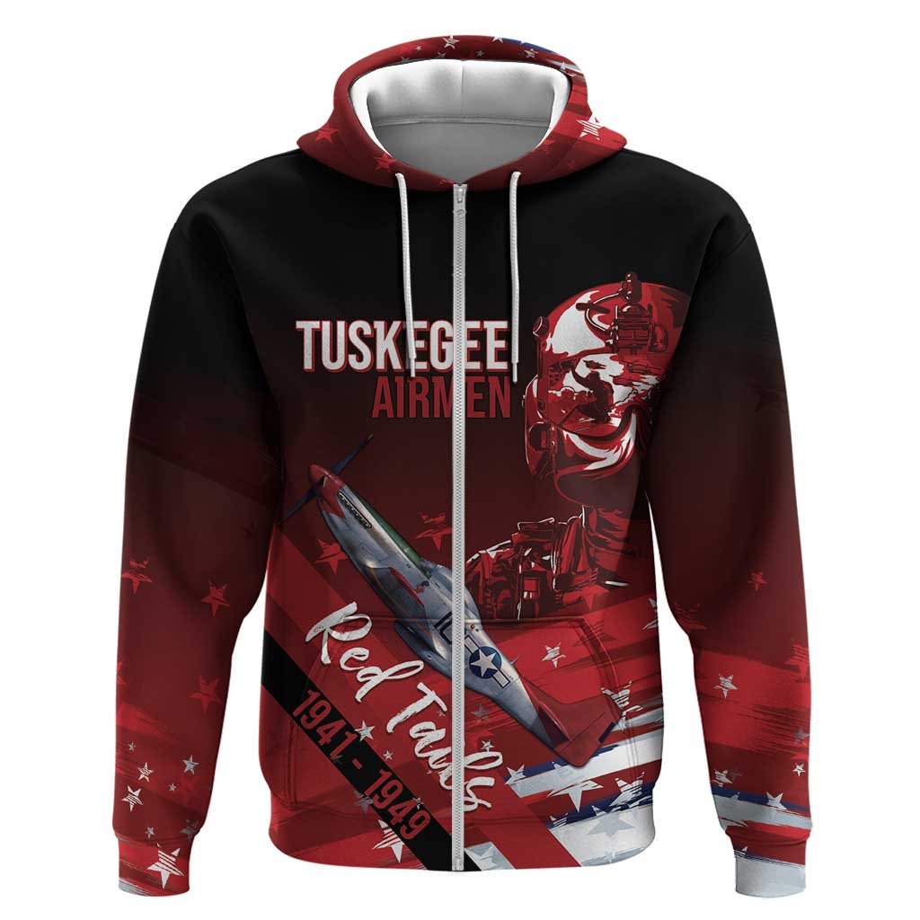Tuskegee Airmen Red Tails Hoodie Straighten Up and Fly Right - Black Red - African Pride