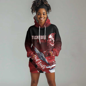 Tuskegee Airmen Red Tails Hoodie Dress Straighten Up and Fly Right - Black Red - African Pride