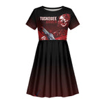 Tuskegee Airmen Red Tails Kid Short Sleeve Dress Straighten Up and Fly Right - Black Red - African Pride