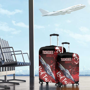 Tuskegee Airmen Red Tails Luggage Cover Straighten Up and Fly Right - Black Red - African Pride