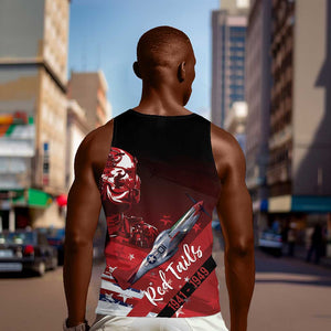 Tuskegee Airmen Red Tails Men Tank Top Straighten Up and Fly Right - Black Red - African Pride