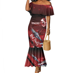 Tuskegee Airmen Red Tails Mermaid Dress Straighten Up and Fly Right - Black Red - African Pride