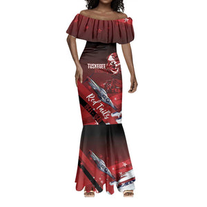 Tuskegee Airmen Red Tails Mermaid Dress Straighten Up and Fly Right - Black Red - African Pride