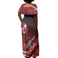 Tuskegee Airmen Red Tails Off Shoulder Maxi Dress Straighten Up and Fly Right - Black Red - African Pride