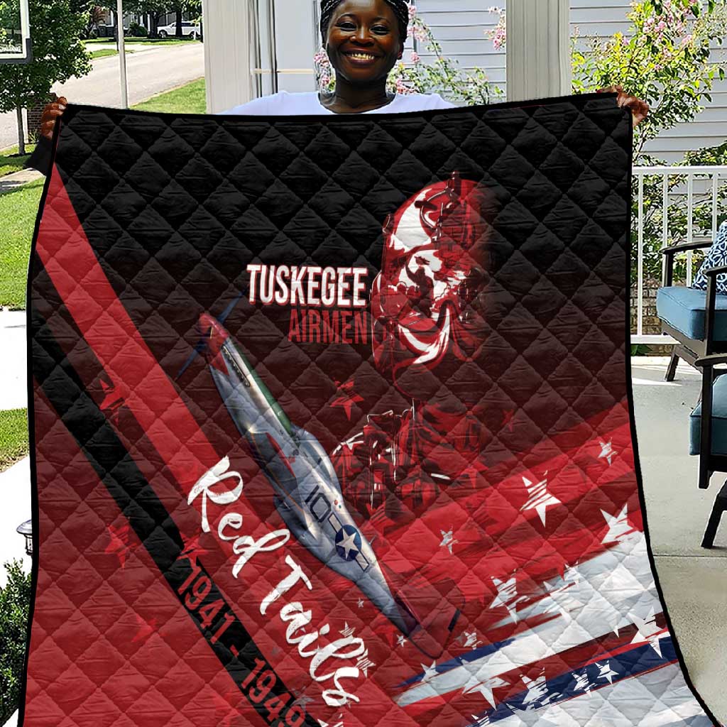 Tuskegee Airmen Red Tails Quilt Straighten Up and Fly Right - Black Red - African Pride
