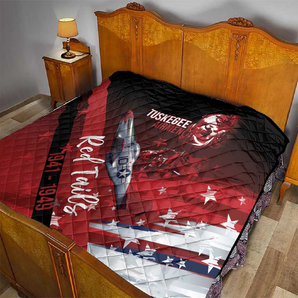 Tuskegee Airmen Red Tails Quilt Straighten Up and Fly Right - Black Red - African Pride