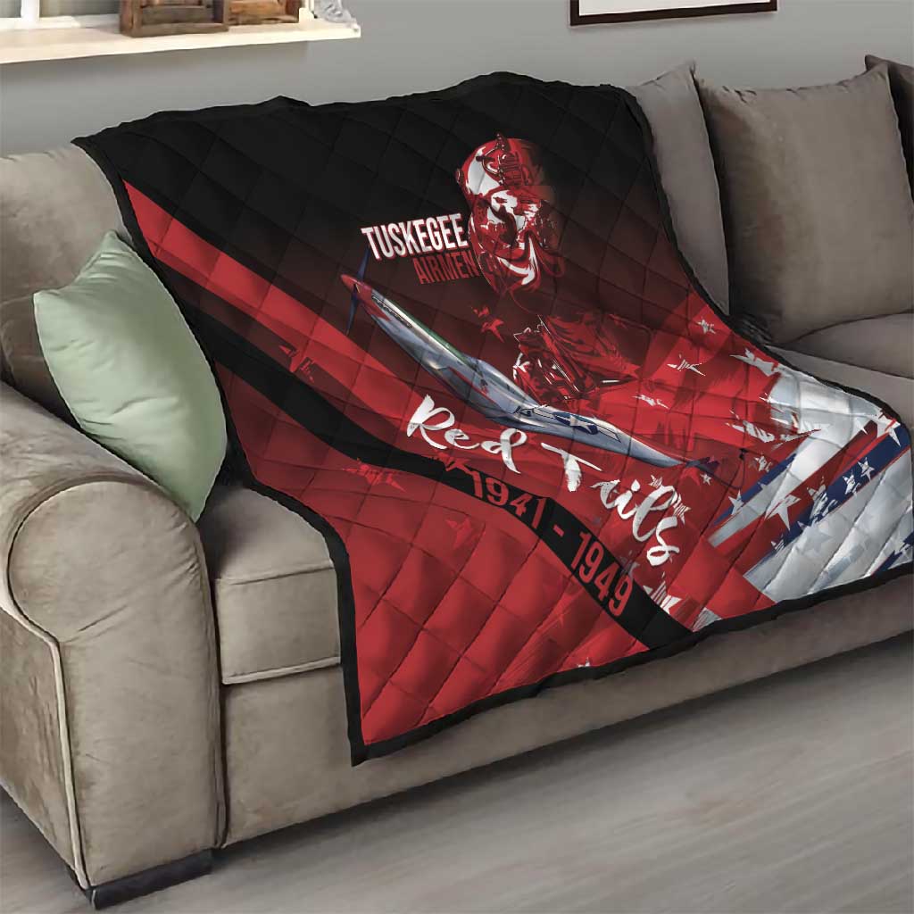 Tuskegee Airmen Red Tails Quilt Straighten Up and Fly Right - Black Red - African Pride