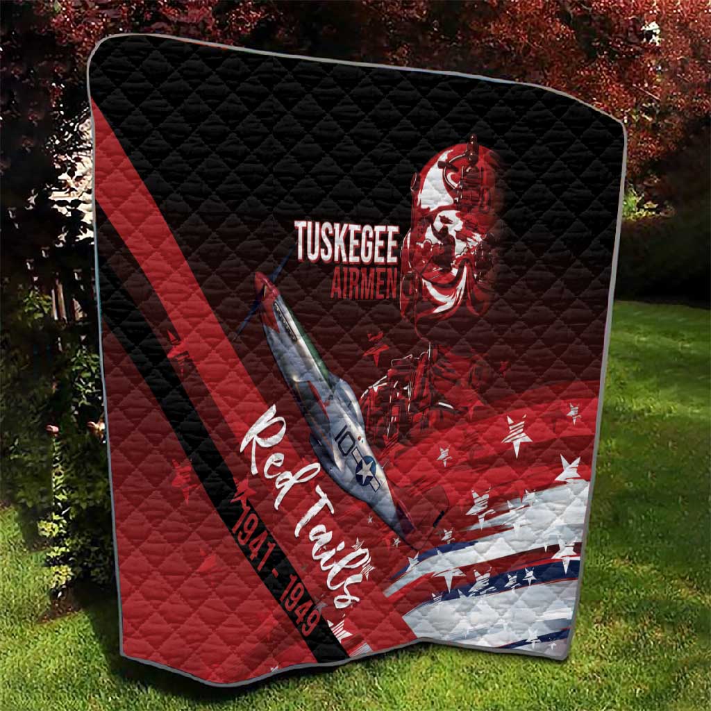 Tuskegee Airmen Red Tails Quilt Straighten Up and Fly Right - Black Red - African Pride