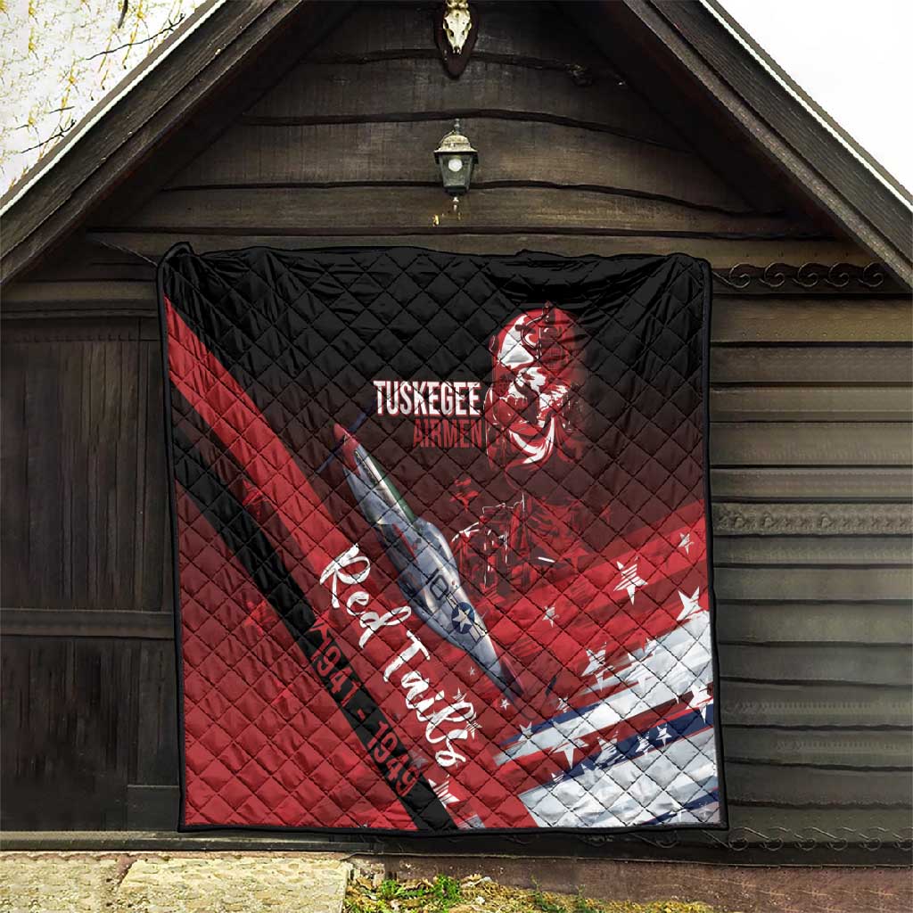 Tuskegee Airmen Red Tails Quilt Straighten Up and Fly Right - Black Red - African Pride