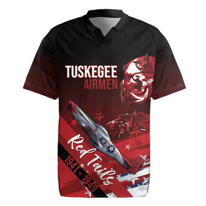 Tuskegee Airmen Red Tails Rugby Jersey Straighten Up and Fly Right - Black Red - African Pride