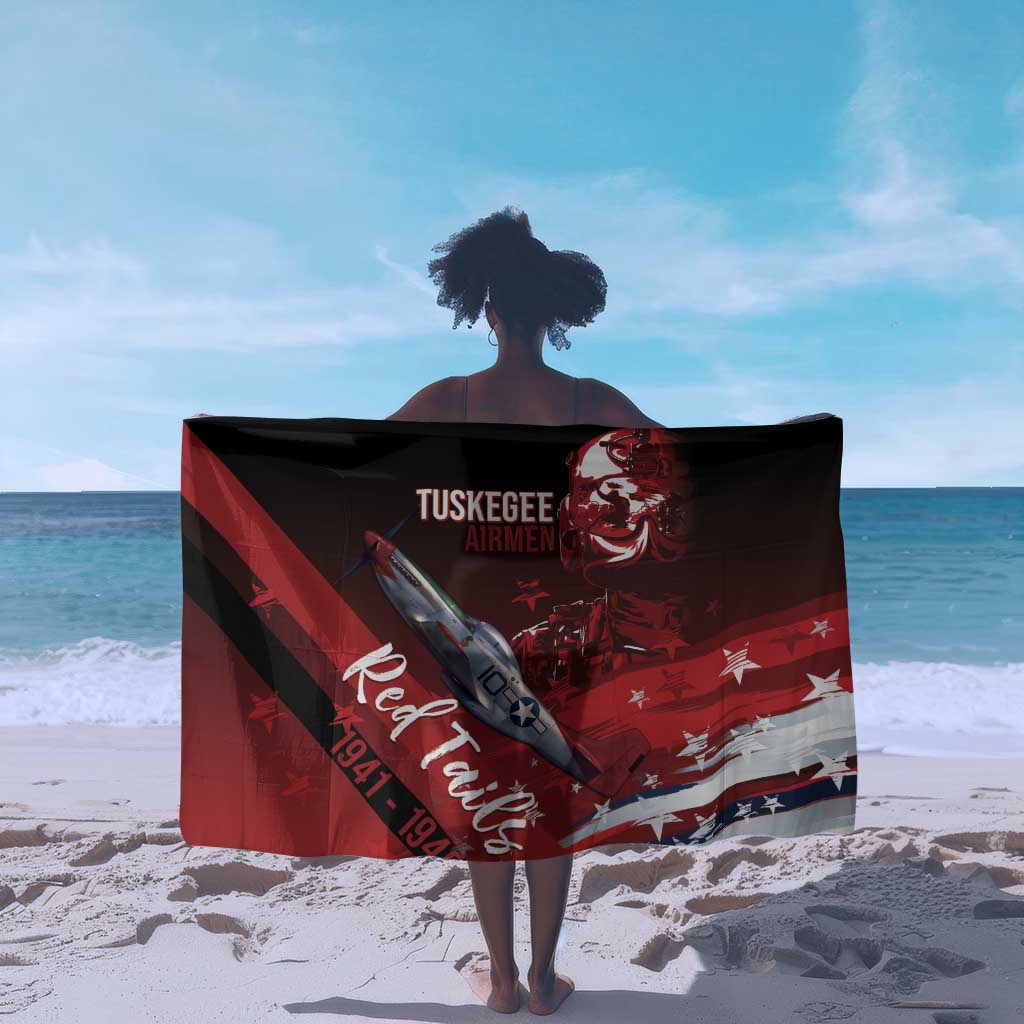 Tuskegee Airmen Red Tails Sarong Straighten Up and Fly Right - Black Red - African Pride