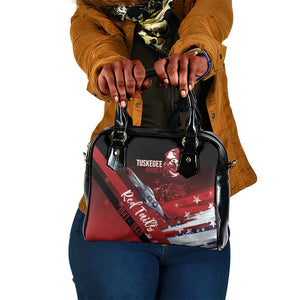Tuskegee Airmen Red Tails Shoulder Handbag Straighten Up and Fly Right - Black Red - African Pride