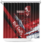 Tuskegee Airmen Red Tails Shower Curtain Straighten Up and Fly Right - Black Red - African Pride