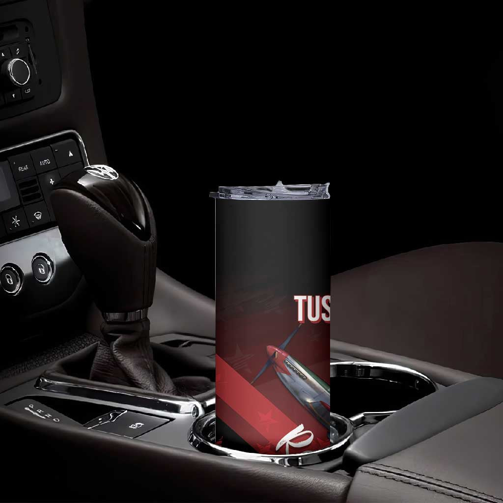 Tuskegee Airmen Red Tails Skinny Tumbler Straighten Up and Fly Right - Black Red - African Pride