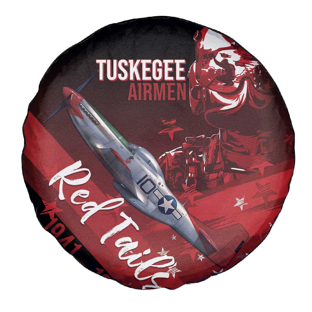 Tuskegee Airmen Red Tails Spare Tire Cover Straighten Up and Fly Right - Black Red - African Pride