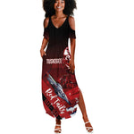 Tuskegee Airmen Red Tails Summer Maxi Dress Straighten Up and Fly Right - Black Red - African Pride