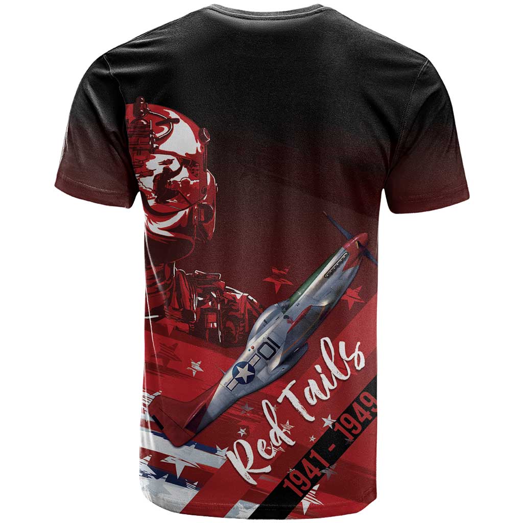 Tuskegee Airmen Red Tails T shirt Straighten Up and Fly Right - Black Red - African Pride