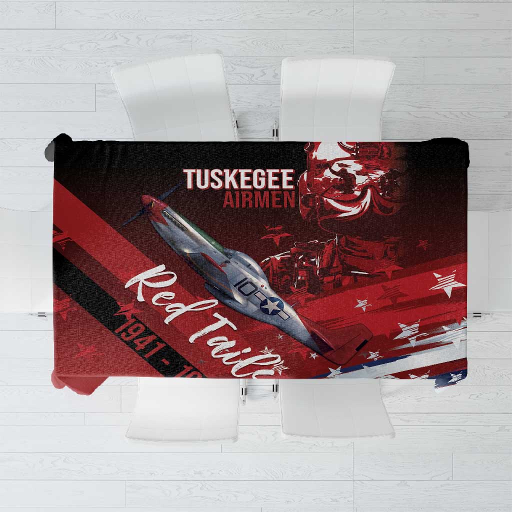 Tuskegee Airmen Red Tails Tablecloth Straighten Up and Fly Right - Black Red - African Pride