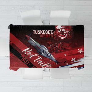 Tuskegee Airmen Red Tails Tablecloth Straighten Up and Fly Right - Black Red - African Pride