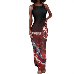 Tuskegee Airmen Red Tails Tank Maxi Dress Straighten Up and Fly Right - Black Red - African Pride