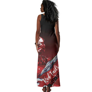 Tuskegee Airmen Red Tails Tank Maxi Dress Straighten Up and Fly Right - Black Red - African Pride
