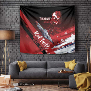 Tuskegee Airmen Red Tails Tapestry Straighten Up and Fly Right - Black Red - African Pride