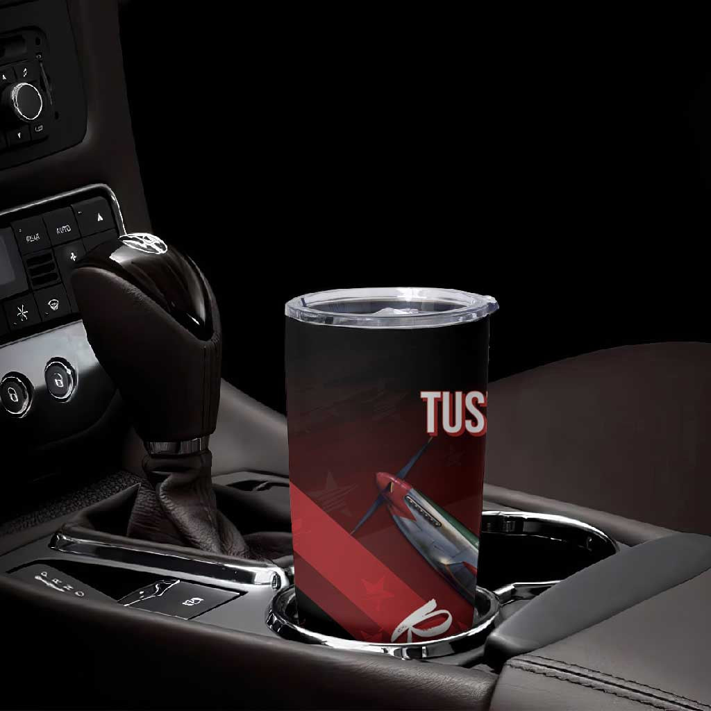 Tuskegee Airmen Red Tails Tumbler Cup Straighten Up and Fly Right - Black Red - African Pride