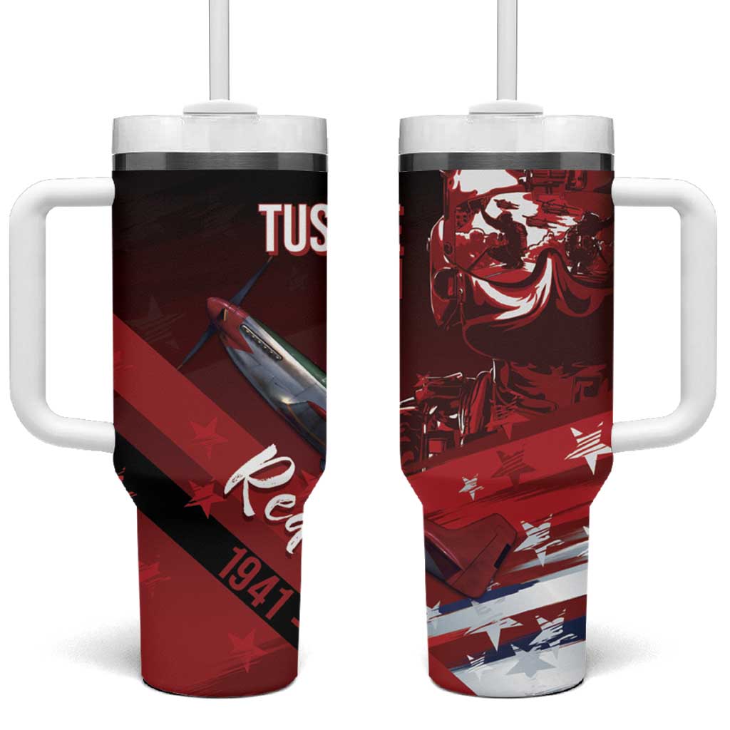 Tuskegee Airmen Red Tails Tumbler With Handle Straighten Up and Fly Right - Black Red - African Pride