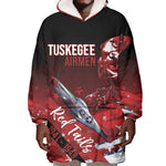 Tuskegee Airmen Red Tails Wearable Blanket Hoodie Straighten Up and Fly Right - Black Red - African Pride