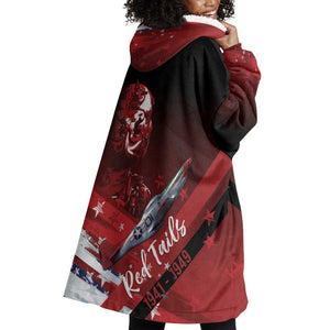 Tuskegee Airmen Red Tails Wearable Blanket Hoodie Straighten Up and Fly Right - Black Red - African Pride