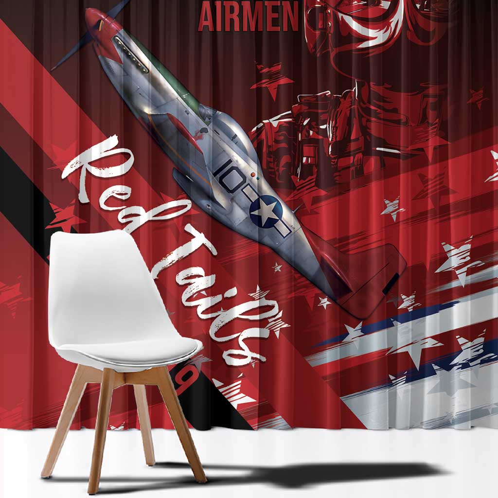 Tuskegee Airmen Red Tails Window Curtain Straighten Up and Fly Right - Black Red - African Pride