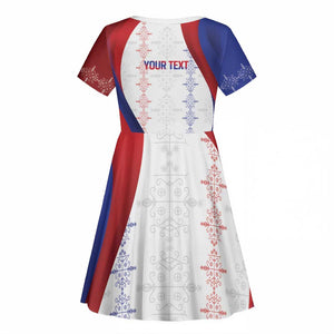 Les Grenadiers Afro-Haiti Personalized Kid Short Sleeve Dress Voodoo Veve Papa Legba - African Pride