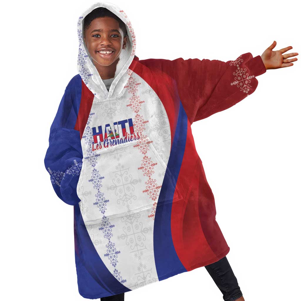 Les Grenadiers Afro-Haiti Personalized Kid Wearable Blanket Hoodie Voodoo Veve Papa Legba - African Pride