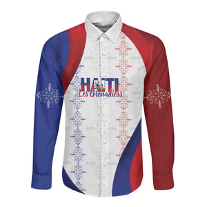 Les Grenadiers Afro-Haiti Personalized Long Sleeve Button Shirt Voodoo Veve Papa Legba - African Pride