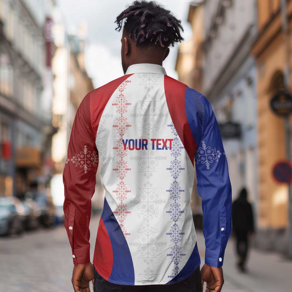 Les Grenadiers Afro-Haiti Personalized Long Sleeve Button Shirt Voodoo Veve Papa Legba - African Pride