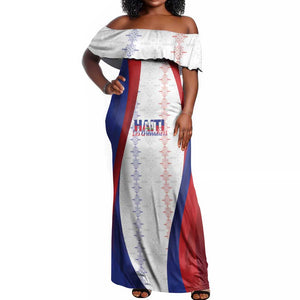 Les Grenadiers Afro-Haiti Personalized Off Shoulder Maxi Dress Voodoo Veve Papa Legba - African Pride