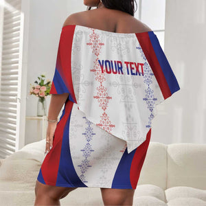 Les Grenadiers Afro-Haiti Personalized Off Shoulder Short Dress Voodoo Veve Papa Legba - African Pride