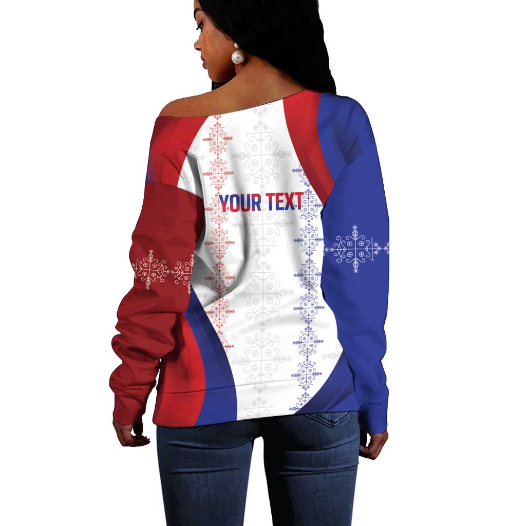 Les Grenadiers Afro-Haiti Personalized Off Shoulder Sweater Voodoo Veve Papa Legba - African Pride